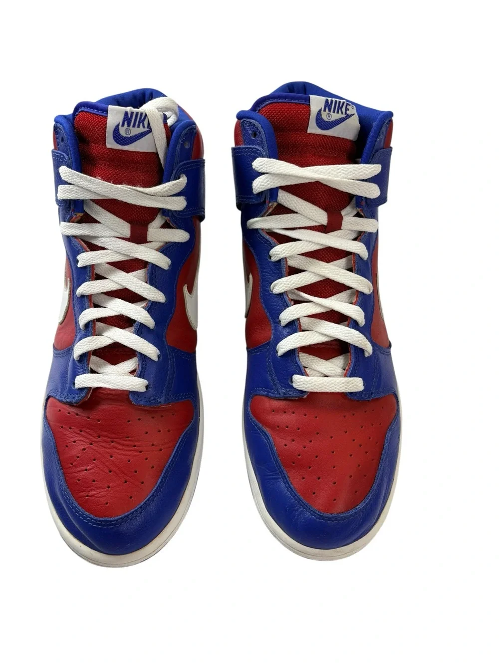 Nike Dunk High Red Blue White Leather High Top Sneakers Men’s Size 11 Vintage